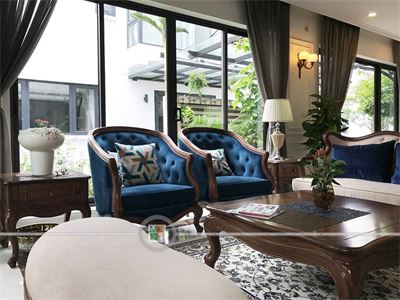 Thi công bộ bàn ghế gỗ óc chó biệt thự Ecopark