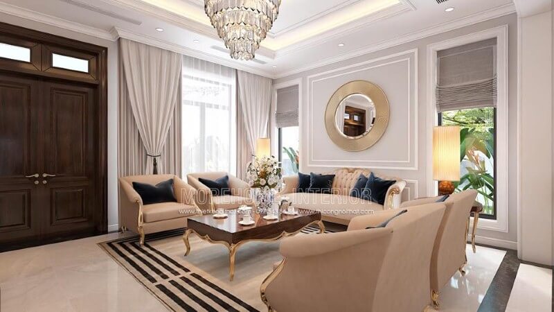 Bộ bàn ghế sofa phòng khách tân cổ điển đẹp, sang trọng, quý phái. sofa tân cổ điển