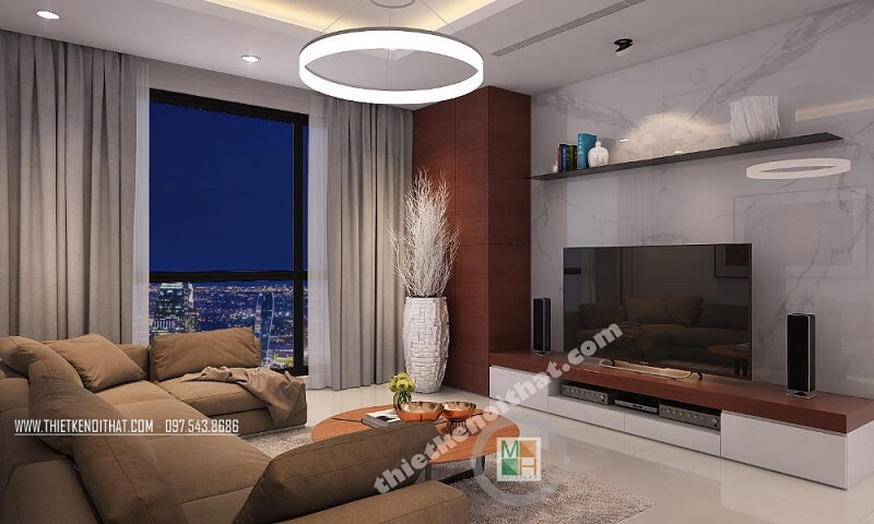 Mẫu thiết kế nội thất chung cư đẹp theo phong cách hiện đại với màu nền trắng trang nhã mang đến cảm giác gần gũi, ấm cúng Trang trí nội thất chung cư