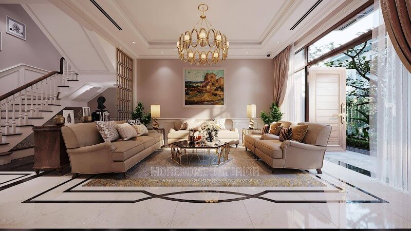 Thiết kế nội thất phòng khách đẹp cao cấp tại Hà Nội
